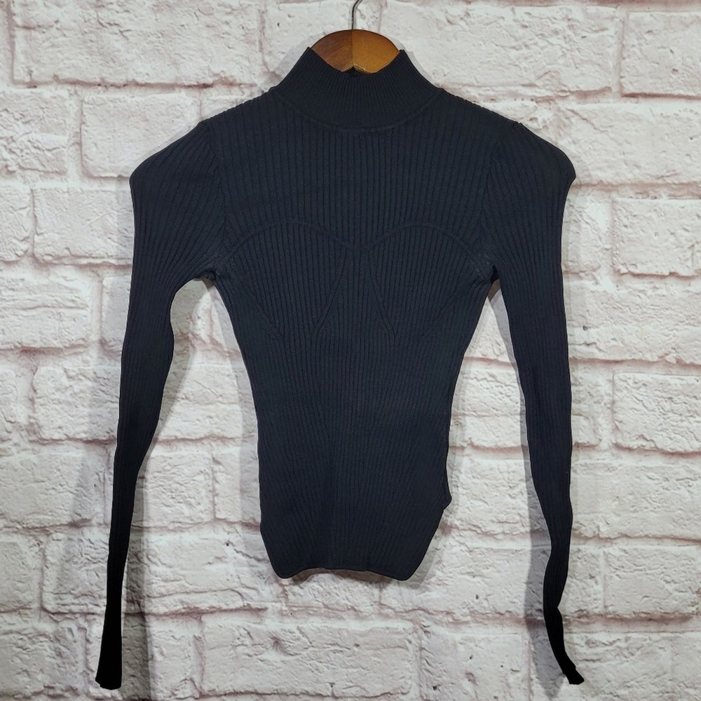 Zara Rib Knit Fitted Stretchy Turtleneck Sweater